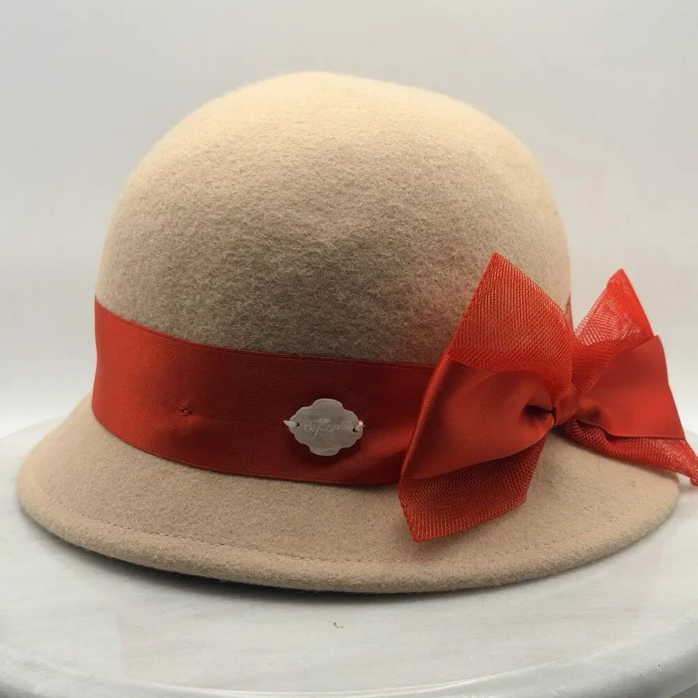 American Girl Kit BeForever Red Ribbon Hat Girls S/M 100% Wool Retired 2014